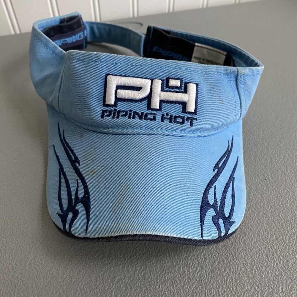 Vintage Y2K Piping Hot Visor Hat Grunge Emo Skater Surfer Punk Strapback Flames